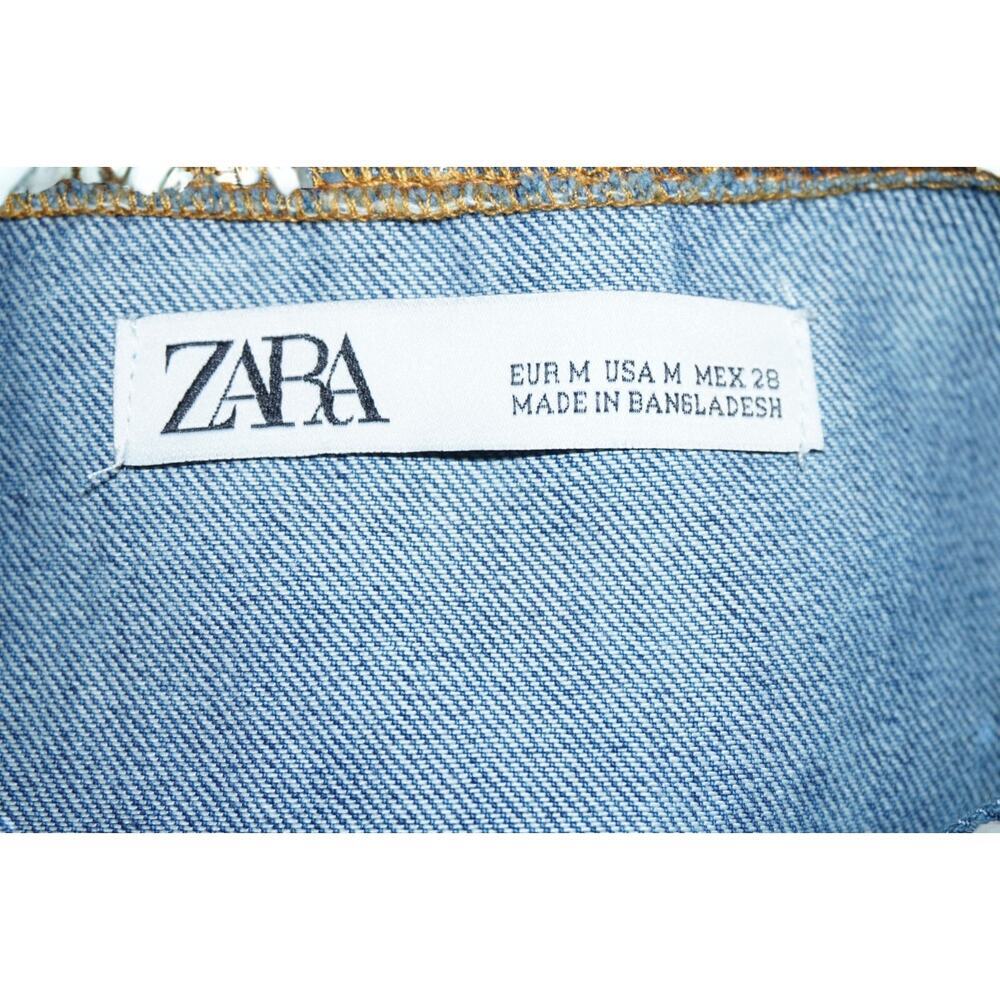 Zara Denim Pinafore Dress Women’s M Button Front Patch Pocket Layered Y2K - Picture 6 of 7